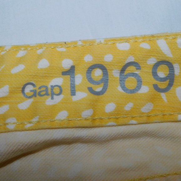 GAP 1969 Always Skinny Womens 27 Yellow White Polkadot Stretch Jeans - Picture 4 of 10